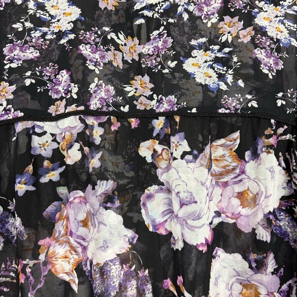 I Jeans by Buffalo Black Sheer Floral Blouse XL Bohemian Whimsigoth - Picture 10 of 13